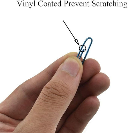 HAHIYO Paper Clips Large 1.3 inches (33mm) Length Blue Paperclips Vinyl Coated Prevent Scratching Tearing The Pages Sturdy for Bookmark Organize Home Office School 120 Pack