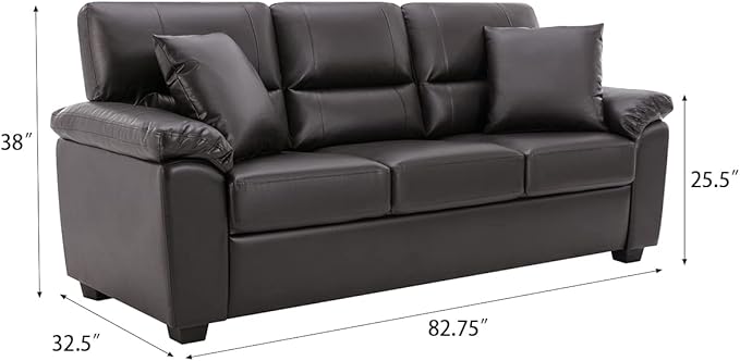 Morden Fort Faux Leather Love seat and Sofa Set, Modern Luxury and Comfy Furniture Sleeper Couches for Living Room, Apartment, Office, Lounge Room