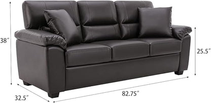 Morden Fort Faux Leather Sofa and Chair Set, Modern Luxury and Comfy Furniture Sleeper Couches Accent Chair for Living Room, Apartment, Office, Lounge Room, Bedroom