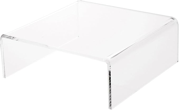 Plymor Clear Acrylic Short Square Display Riser, 3" H x 8" W x 8" D (1/4" thick), Pack of 3