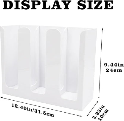 Tirifer Disposable Paper Cup Dispenser, Acrylic Coffee Cup and Lid Storage Organizer Holder, Coffee Milk Tea Shop Restaurant Accessories Christmas Party Supplies, 3 Compartments, White