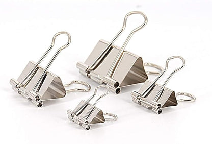 Binder Paper Clips, Assorted Sizes Set (Mini, Small, Medium, Large) for Office School and Home Supplies (Silver)