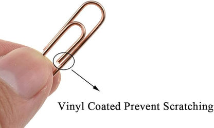 HAHIYO Paper Clips 1.1 inches (28mm) Length Rose Gold Paperclips Bright Colors Vinyl Coated Prevent Scratching Tearing The Pages Sturdy for Bookmark Organize Home Office School 150 Pack