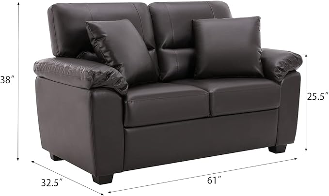 Morden Fort Faux Leather Sofa and Loveseat Chair Set, Modern Luxury and Comfy Furniture Sleeper Couches for Living Room, Apartment, Office, Lounge Room