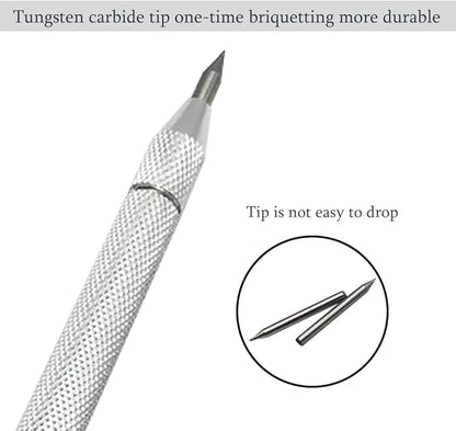 NEPAK 2 Pack Tungsten Carbide Scriber with Magnet,with Extra 12 Replacement Marking Tip,Etching Engraving Pen for Glass/Ceramics/Metal Sheet
