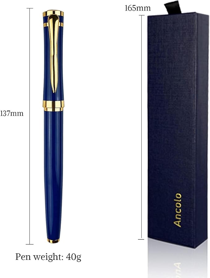 Ancolo Blue Ballpoint Pens - Modern, Classy, and Functional - Engraved with Your Message - Perfect for Groomsman, Wedding Party, Graduation, Christmas, Mother's Day
