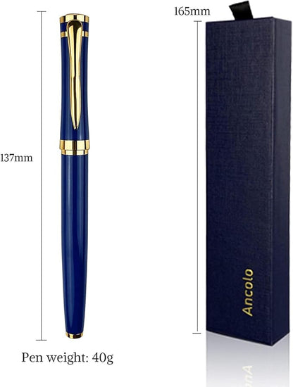 Ancolo Blue Ballpoint Pens - Modern, Classy, and Functional - Engraved with Your Message - Perfect for Groomsman, Wedding Party, Graduation, Christmas, Mother's Day