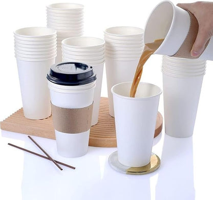 Paper Cups 16 oz 1000 Pack for Coffee & Tea Made in USA | Bulk 1000 Count for Home, Office, Restaurants & Parties | Recyclable Disposable 16 Ounce To-Go Cups for Hot Drinks