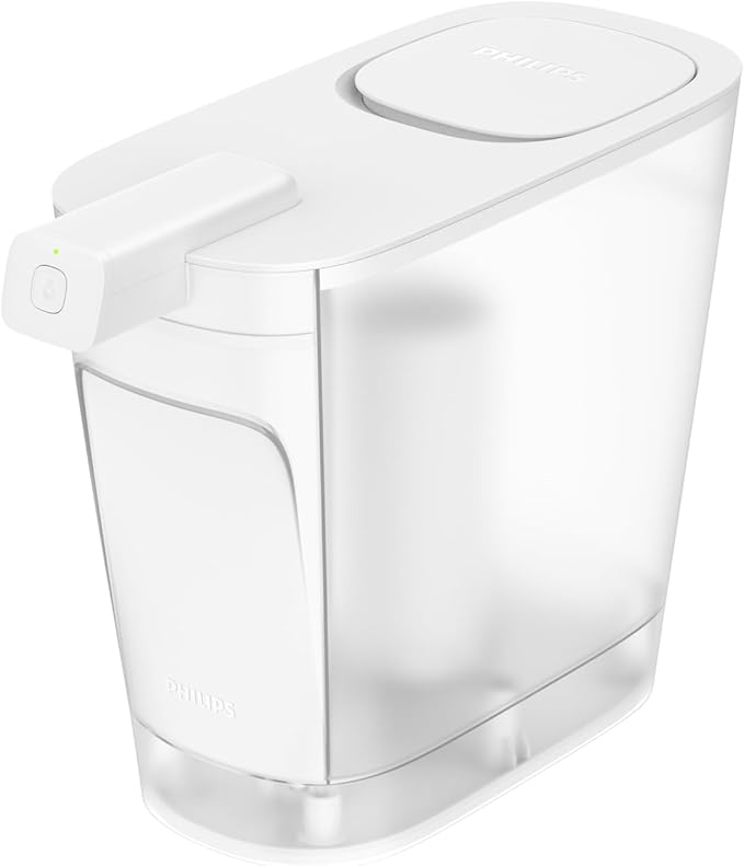 PHILIPS Water Filter Pitcher Dispenser, 20-Cup Electric MAX Water Filter Pitcher Dispenser with 3-Month/60-Gallon Plus Filter, Reduces Metals Chlorine Chromium and 99% of Lead, BPA Free