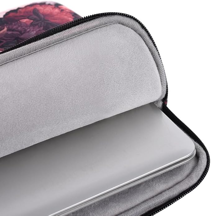 Laptop Sleeve 14 Inch,Waterproof Protective Notebook Case Briefcase Carrying Bag Compatible with MacBook,Acer,Asus, Dell,Lenovo,Microsoft,HP Laptop Cover (Red Flowers, 15 inch)