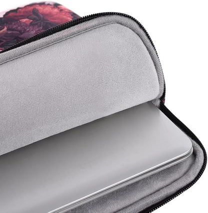 Laptop Sleeve 14 Inch,Waterproof Protective Notebook Case Briefcase Carrying Bag Compatible with MacBook,Acer,Asus, Dell,Lenovo,Microsoft,HP Laptop Cover (Red Flowers, 15 inch)