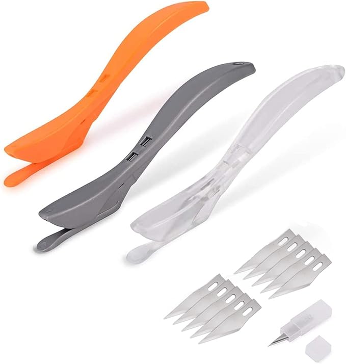 Gomake Wrapping Paper Cutter 3PCS Gift Wrap Cutter,Concealed Blade Safety Knife with 10 Replaceable Blade for Birthday Paper Gift Wrapping Paper Roll Cutter and Christmas Wrapping Paper Cutter Tool