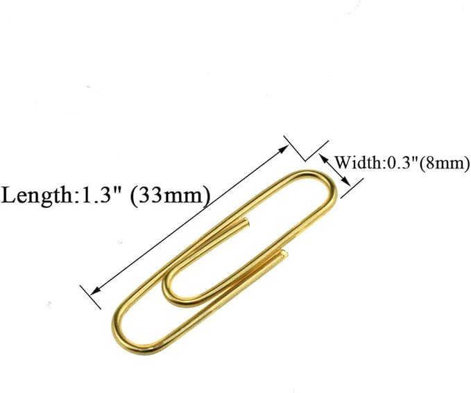 HAHIYO Paper Clips 1.3" (33mm) Length Gold Paperclips Vinyl Coated Prevent Scratching Tearing The Pages Sturdy for Bookmark Organize Home Office School 120 Pack