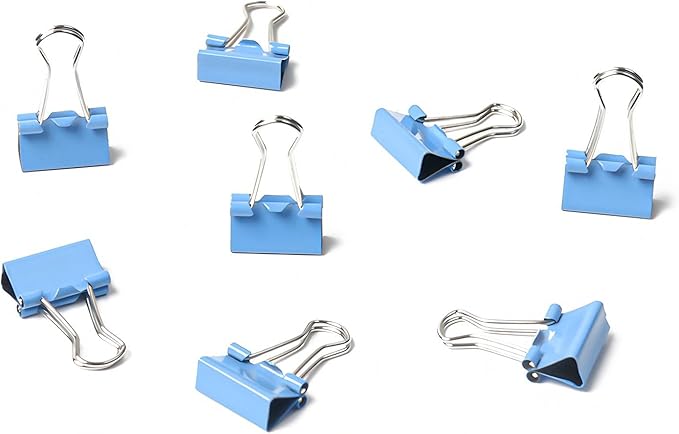 100 Pack Mini Blue Binder Clips 5/8 Inch (15 mm), Colored Little Paper Clamps, Small Tiny Micro Size Paper Clips for Office Home School Business 0.6"