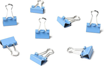 100 Pack Mini Blue Binder Clips 5/8 Inch (15 mm), Colored Little Paper Clamps, Small Tiny Micro Size Paper Clips for Office Home School Business 0.6"