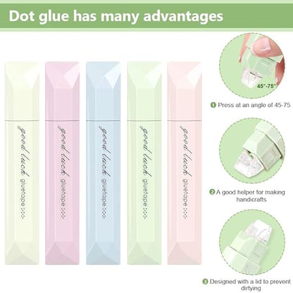 Scrapbooking Double Sided Tape Roller, 5-Pack Craft Adhesive Glue Runner - Multipurpose Journaling Supplies for Scrapbooking, Gift Wrapping, Photo Mounting, School Office & Crafts