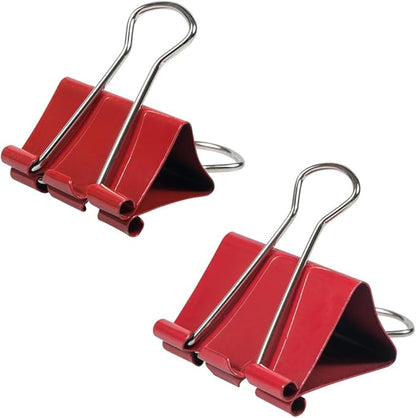 JAM PAPER Colorful Binder Clips Assortment - Medium & Large Size - Red Binderclips - 27 Clips/Pack