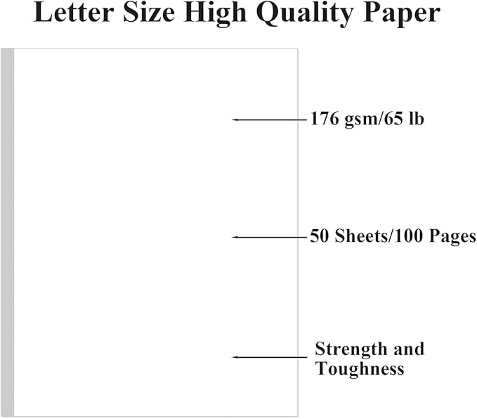 8.5" x 11" White Cardstock Paper, 65lb Thick Cover Stock Paper, 50 Sheets Legal Cardstock Printer Paper for Arts and Crafts, Office Printing, Posters