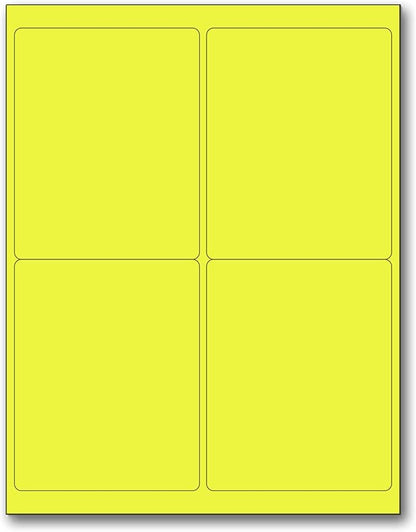 NextDayLabels - 8-1/2 x 11 Neon Color High Light Fluorescent Labels for Laser & Inkjet Printer (Yellow Fluorescent, 4 x 5-4 Per Page | 400 Labels)