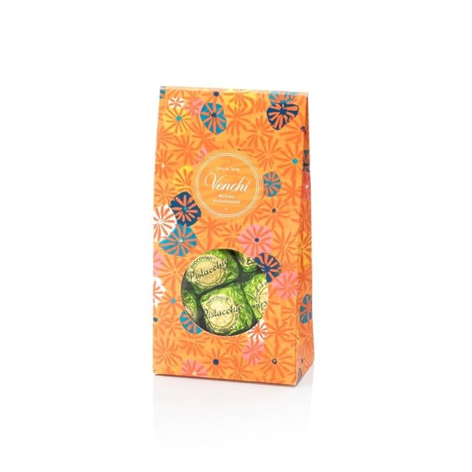 Venchi Chocoviar Pistachio Chocolate 15-Piece Elegant Gift Box - Creamy Pistachio & Hazelnut Paste, Dark Chocolate Shell Topped With Toffee Grains & Cocoa-bean Nibs - Preservative & Gluten Free