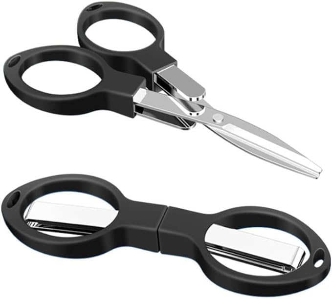 4" Mini Foldable Scissors,Portable Small Scissors, Safety Folding Pocket Scissor, Suitable for Travel, Home, Office, Craft, Sewing, Outdoors Accessories Black