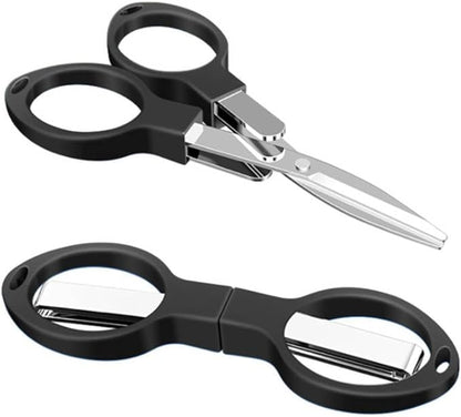 4" Mini Foldable Scissors,Portable Small Scissors, Safety Folding Pocket Scissor, Suitable for Travel, Home, Office, Craft, Sewing, Outdoors Accessories Black