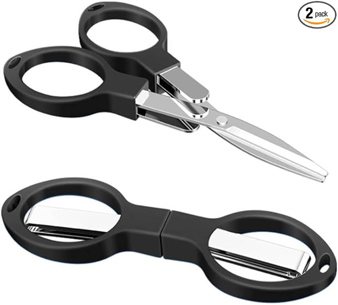 2PCS 4" Mini Foldable Scissors,Portable Small Scissors, Safety Folding Pocket Scissor, Suitable for Travel, Home, Office, Craft, Sewing, Outdoors Accessories Black
