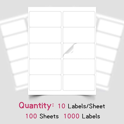10UP 2" x 4" Shipping Labels Compatible with Laser & Inkjet Printers, Address Mailing Labels Self Adhesive Sticker Labels (100 Sheets,1000 Labels)