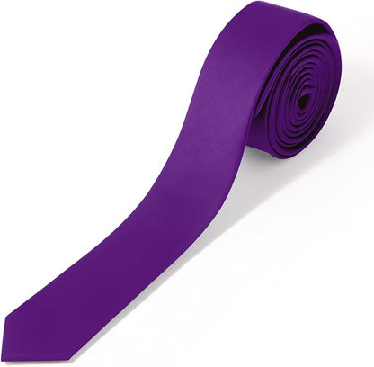Skinny Ties Black Ties For Men and Women Solid Pure Color 1.58" (4CM) Plain Formal Slim Neckties