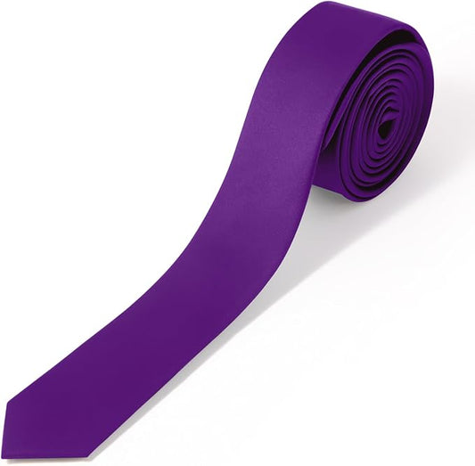 Skinny Ties Black Ties For Men and Women Solid Pure Color 1.58" (4CM) Plain Formal Slim Neckties