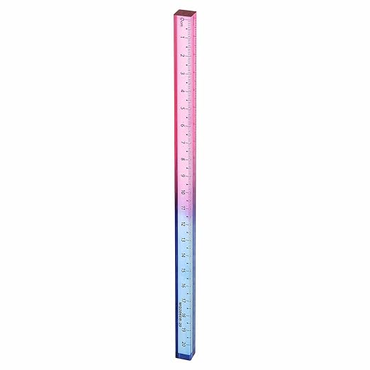 HARFINGTON Acrylic Clear Straight Rulers 20cm Metric Transparent Gradient Three-Dimensional Plastic Ruler Square Cube Measuring Tool for Classroom Office, Blue-Pink