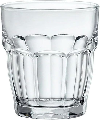Bormioli Rocco Rock Bar 7.25 oz. Juice Stackable Tempered Beverage Glasses for Cold Drinks, Water, and Cocktails, Set of 6, Clear