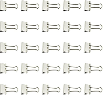 HAHIYO Binder Clips Paper Clamps Spring Steel Sturdy 0.98 inches Width 0.31 Inch Capacity No Sharp Edges Heavy Duty Tight Grip Reusable Silver Metal Bright Finish for Home Office School 25 Pack
