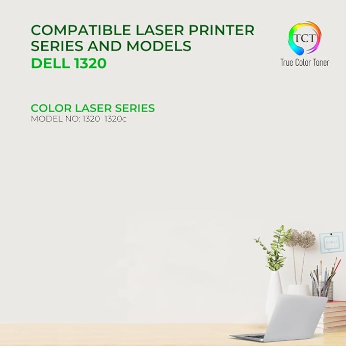 TCT 1320 Toner Cartridge 4 Pack - Compatible Replacement for Dell 1320 1320C 1320CN Printers (Black 310-9058 Cyan 310-9060 Magenta 310-9064 Yellow 310-9062)