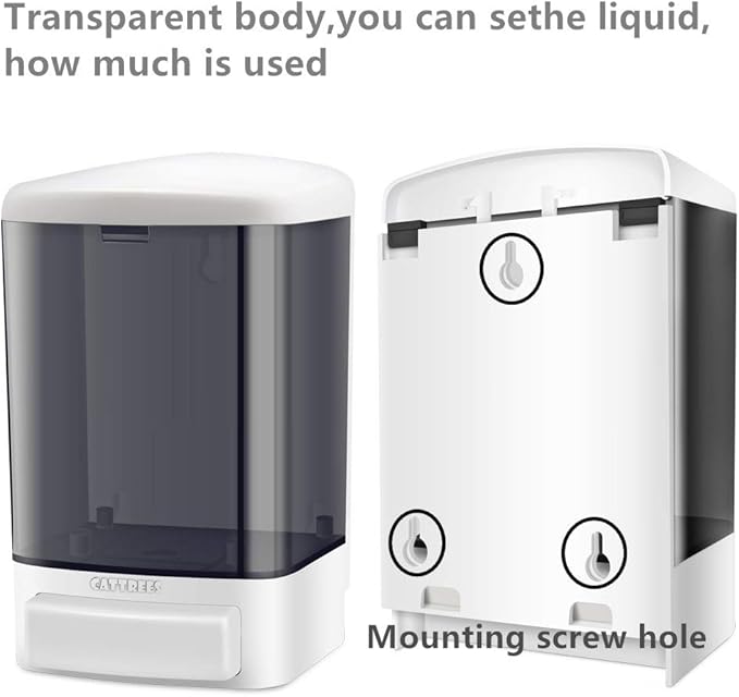 2 Pack 33.8 oz Manual Wall Mounted Soap Dispenser Kitchen Bathroom Hand Commercial Soap Dispenser Refillable for Liquid Containers Shampoo Gel Chamber-Plastic Black