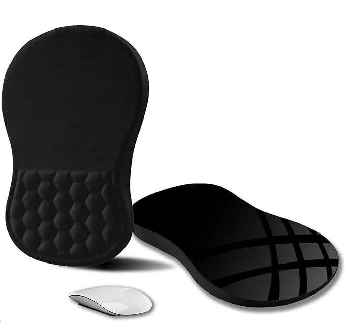 Ergonomic Mouse Pad with Wrist Support, Memory Foam Wrist Rest for Carpal Tunnel & Wrist Pain Relief, Non-Slip Rubber Base, Comfortable Gaming Mousepad for Computer, Laptop, Office & Home