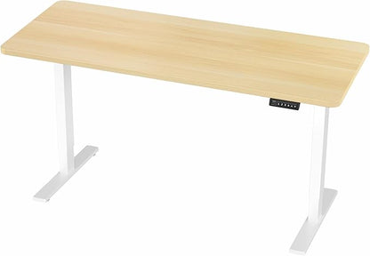 VIVO Electric 60 x 24 in Standing Desk, Memory Height Adjustment, 1B Series, One-Piece Light Wood Top, White Frame, DESK-KIT-1W6C