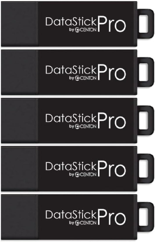 Centon Electronics DataStick Pro USB 3.2 Gen1 Flash Drive, 128 GB, 5 USB Flash Drives, 5 Bulk Pack, Black