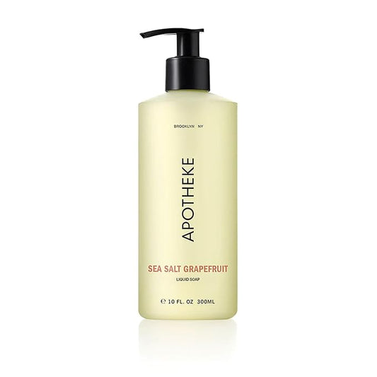 APOTHEKE Liquid Hand Soap, Sea Salt Grapefruit - 10 Fl Oz Hydrating Handsoap with Premium Fragrance Oils Gently Cleanses, Moisturizes & Rejuvenates Skin - Scented Hand Wash for Kitchen & Bathroom