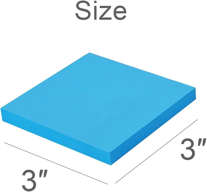 Sticky Notes 3x3 Inches,Bright Colors Self-Stick Pads, Easy to Stick for Home, Office, Notebook, 16 Pads/Pack