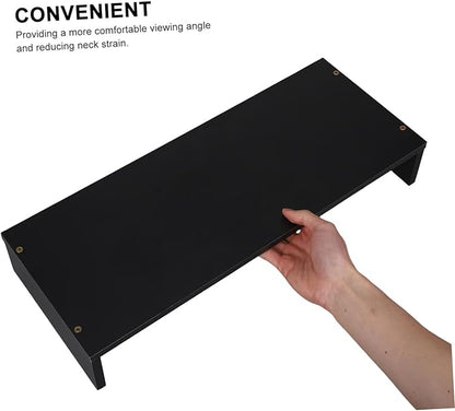 Minimalist Wood Monitor Stand Desk Riser with Anti-slip Surface Ergonomic Computer and Notebook Riser Shelf for Desktop Laptop Printer Sturdy Organizer for Office Workspace Black