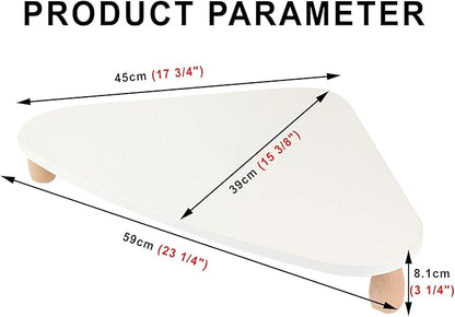 Large White Corner Monitor Riser Stand, Ergonomic Desktop Corner Shelf, Triangle Screen Riser for Monitor, Space Saving Corner Desk Riser
