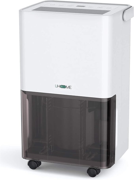 Uhome 30 Pint Dehumidifier - for Basement with Activated Carbon Filter,Ultra Quiet, Humidity Sensor, Auto Shut Off, Continuous Drainage Hose - Ideal Dehumidifiers for Home, 1500 Sq Ft Dehumidifiers