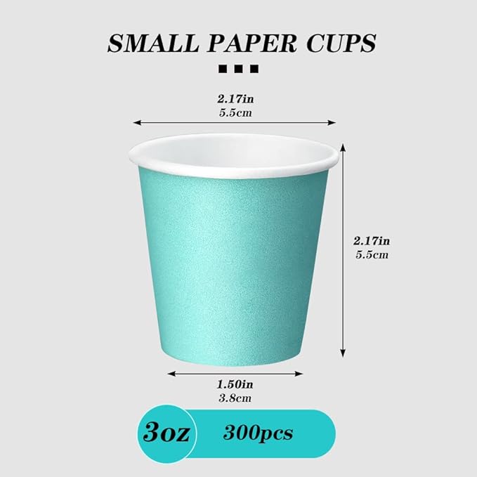 300 Pack 3 oz Paper Cups, Bathroom Cups Disposable,Moushwash Cup Small Snack Cup for Water, Juice, Candy Ideal for Party Bathroom and Office (Blue)