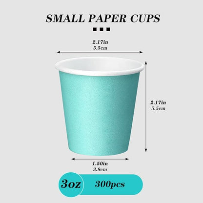 300 Pack 3 oz Paper Cups, Bathroom Cups Disposable,Moushwash Cup Small Snack Cup for Water, Juice, Candy Ideal for Party Bathroom and Office (Blue)