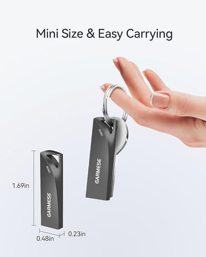 128GB USB 3.0 Flash Drive, Waterproof Metal USB Memory Stick, Slim Thumb Drive Portable Pen Drive with Keychain Hole Stylish Jump Drive for PC Computer Car - Gray