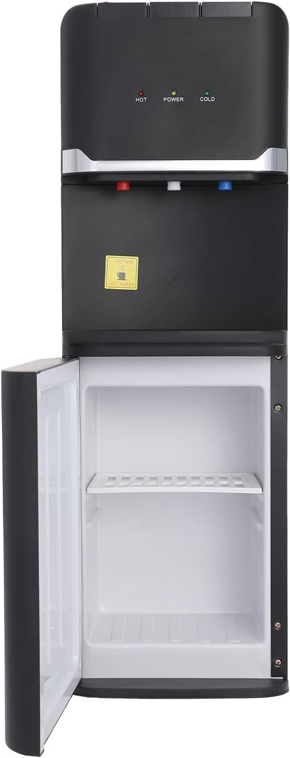 Top Loading Water Dispenser for 5 Gallon Bottles, Freestanding Hot Cold & Warm 3-Temperature Water Cooler Dispenser with Child Safety Lock for Home & Office, Black