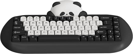 YUNZII C68 Panda Wireless Mechanical Gaming Keyboard, 68 Keys Cute Layout with PBT Keycaps,RGB Backlit, Hot Swappable,Creamy Switches,BT5.0/2.4G/Wired for Win/Mac(Black,Panda Switch)