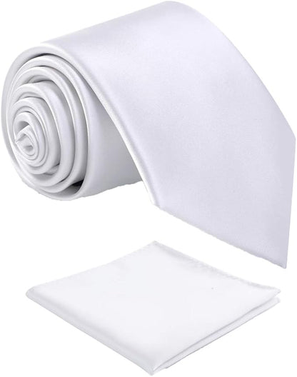 Mens Solid Satin Mens Tie With Hanky,Handmade Neckties For Men