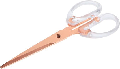 STOBAZA Portable Rose Gold Office Scissors Lightweight Aluminum Alloy Paper Cutting Tool for Students Scrapbooking and Crafting with Ergonomic Non-slip Design